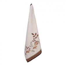 Hnědá bavlněná utěrka s podzimním motivem přírody a houbiček Little Fall Jewels II – 50x70 cm