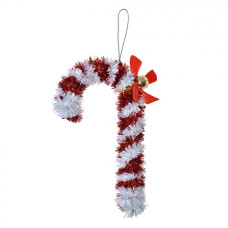 Bílo-červená plastová vánoční ozdoba ve tvaru cukrové hůlky Candy Cane – 16 cm