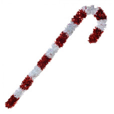 Bílo-červená vánoční dekorace Candy Cane ze střapatého řetězu L – 120 cm