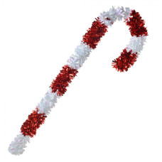 Bílo-červená vánoční dekorace Candy Cane ze střapatého řetězu M – 95 cm
