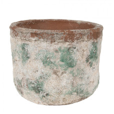 Béžovo-zelený kameninový obal na květináč s patinou Jurrien VII L – 19x15 cm