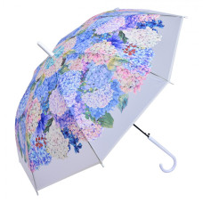 Deštník s motivem květiny hortenzie s bílým držadlem – 60 cm