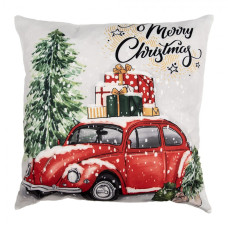 Vánoční povlak na polštář s retro autem a nápisem Merry Christmas – 45x45 cm