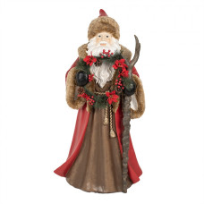Hnědá vánoční postavička Father Christmas s LED osvětlením – 65x49x122 cm