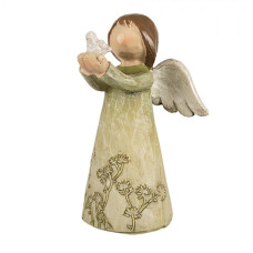 Vánoční dekorace figurka zelený andělíček s holubicí – 12 cm