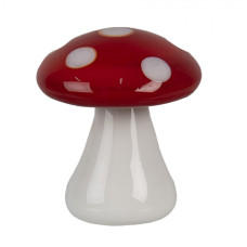 Červeno-bílá skleněná dekorace muchomůrka – 3x3 cm
