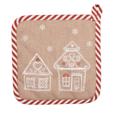 Bavlněná chňapka / podložka pod hrnec s motivem perníkových domečků Gingerbread Bliss – 20x20 cm