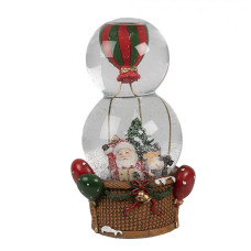 Vánoční sněhová koule / sněžítko ve tvaru balonu se Santa Clausem – 12x10x21 cm