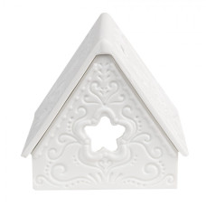 Bílý keramický domeček na čajovou svíčku Mechelen III – 8x8x8 cm