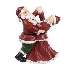 Vánoční dekorace Santa Claus s paní Clausovou tancují na bále – 12x8x15 cm