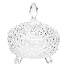 Skleněná broušená nádoba na nožičkách Linette – 17x19 cm