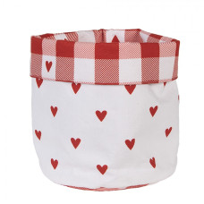 Červeno-bílý bavlněný košík na pečivo se srdíčky Love It – 15x16 cm