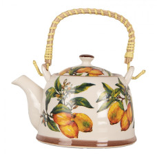 Porcelánová konvička na čaj se sítkem s motivem citronů – 800 ml