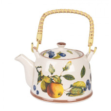 Porcelánová konvička na čaj se sítkem s motivem větviček s ovocem – 800 ml
