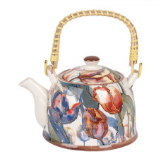 Porcelánová konvička na čaj se sítkem s akvarelovým motivem – 800 ml