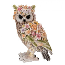 Jarní dekorace sova pokrytá květinami – 21x18x31 cm