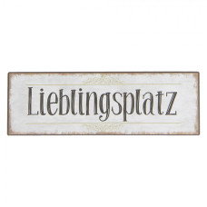 Bílá nástěnná kovová cedule Lieblingsplatz – 30x10 cm