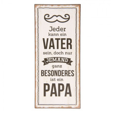 Bílá nástěnná kovová cedule ein Papa – 13x30 cm