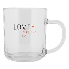 Skleněný hrnek na čaj s nápisem Love You – 200 ml