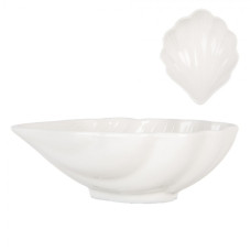 Bílá porcelánová miska ve tvaru mušle – 12x10x4 cm