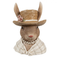 Velikonoční dekorace busta králičí paní v klobouku – 15x15x21 cm