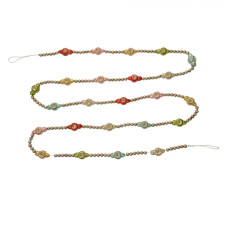 Vánoční řetěz se stříbrnými korálky a barevnými skleněnými ozdobami Edda I – 2x180 cm