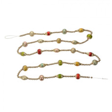 Vánoční řetěz se stříbrnými korálky a barevnými skleněnými ozdobami Edda II – 2x180 cm