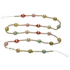 Vánoční řetěz se stříbrnými korálky a barevnými skleněnými ozdobami Edda III – 2x180 cm