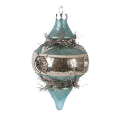 Tyrkysová skleněná vánoční ozdoba Welmoet – 7x13 cm