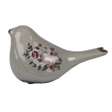 Dekorace šedý keramický ptáček Masselin M – 21x9x11 cm