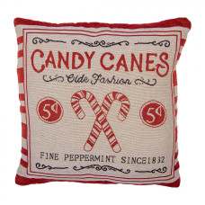 Béžovo-červený vánoční povlak na polštář vintage reklama na Candy Canes – 44x44 cm