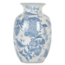 Keramická váza v čínském stylu s modrým dekorem s ptáčkem Jeltje I – 14x23 cm