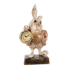 Dekorace ve vintage stylu spěchající bílý králík s kapesními hodinkami Wonderland – 13x13x26 cm