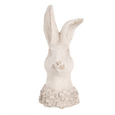 Béžová dekorace busta zajíce s květinovým límcem Beek I – 24 cm
