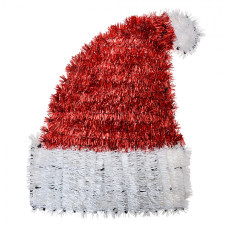 Vánoční dekorace čepice Santy Clause ze střapatého řetězu s cesmínou – 33x5x42 cm