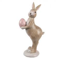 Velikonoční figurka hnědý zajíček se chlubí růžovým vajíčkem Vrollenberg – 18 cm