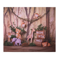 Látkové pozadí na focení / závěs do dětského pokoje se zvířátky Welcome to the Jungle – 180x210 cm