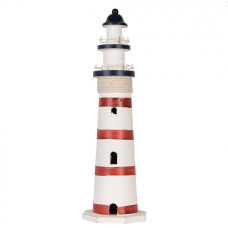 Dekorace červeno-modro-bílý dřevěný maják Breskens – 15x48 cm