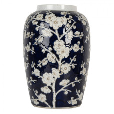 Keramická váza v čínském stylu s tmavě modrou glazurou Dirc I – 20x30 cm