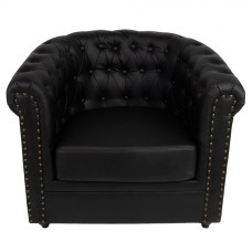 Černé koženkové křeslo ve stylu Chesterfield – 80x75x72 cm