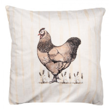Béžový povlak na polštář se slepičkou Farm Living – 45x45 cm