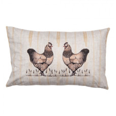 Béžový obdélníkový povlak na polštář se slepičkami Farm Living – 30x50 cm