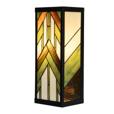 Nástěnné zeleno-béžové světlo Tiffany v art deco stylu Claire – 14x16x40 cm