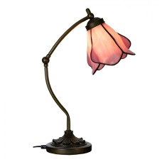 Růžová stolní lampa Tiffany ve tvaru květiny Hilda – 26x19x50 cm