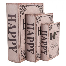 Sada 3 ks úložných boxů ve tvaru knihy s nápisem Happy Together – 27x22 cm / 22x17 cm / 17x12 cm