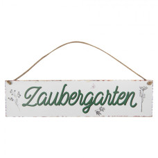 Bílo-zelená kovová cedule bylinková zahrádka Zaubergarten 40x10 cm