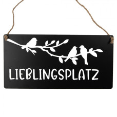 Černá kovová cedule s průřezy Lieblingsplatz 30x15 cm
