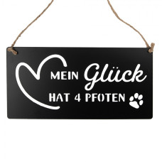 Černá kovová cedule s průřezy Šťastné tlapky 30x15 cm