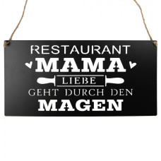 Černá kovová cedule s průřezy Restaurant Mama 40x20 cm