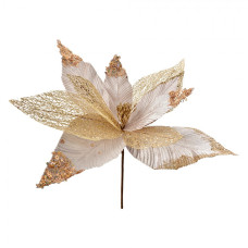 Bílo-zlatá umělá rostlina pryšec / vánoční hvězda Poinsettia – 44x37 cm